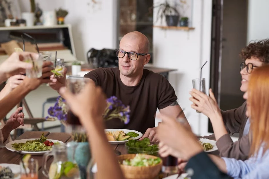 family dining together at restaurant